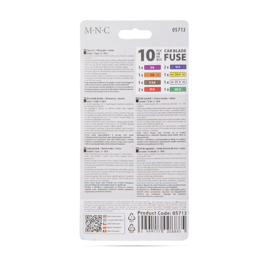 05713 • Biztosíték készlet + fázisceruza + teszter - késes - 10 db - 6 - 24V, 3 - 30A