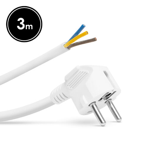 05941B • Hálózati szerelhető tápkábel dugóval - 3 m kábellel - 3 x 1,5 mm² - fehér