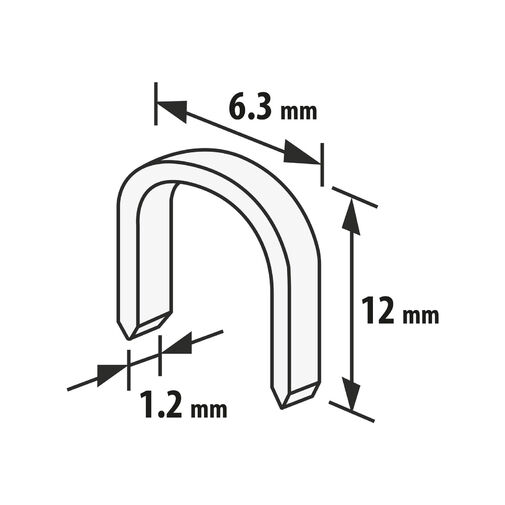 10443B • Tűzőkapocs - 1,2 x 6,3 x 12 mm - 1000 db