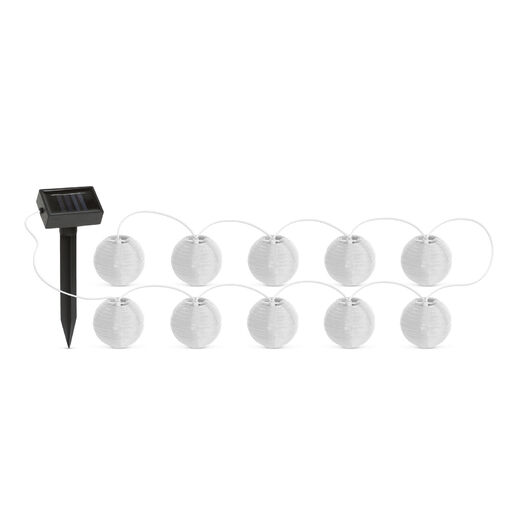 11227 • Szolár lampion fényfüzér - 10 db fehér lampion, hidegfehér LED - 2,5 m