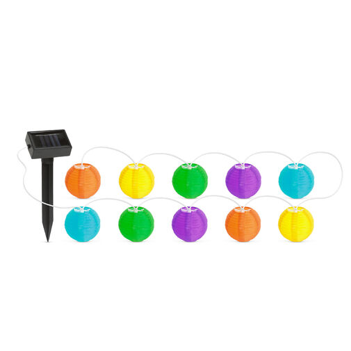 11227B • Szolár lampion fényfüzér - 10 db színes lampion, hidegfehér LED - 2,5 m