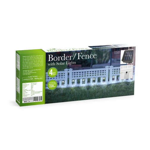 11237 • LED-es szolár kerítés - 58 x 36 x 3,5 cm - hidegfehér - 4 db / szett