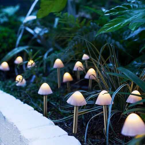 11243 • LED-es szolár lámpa - 12 db mini gomba - melegfehér - 28,5 cm x 4 m