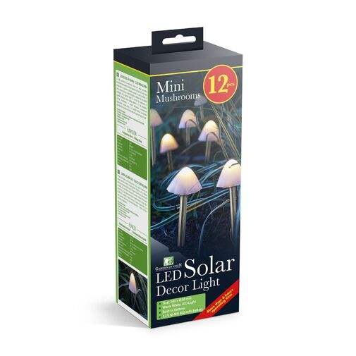 11243 • LED-es szolár lámpa - 12 db mini gomba - melegfehér - 28,5 cm x 4 m
