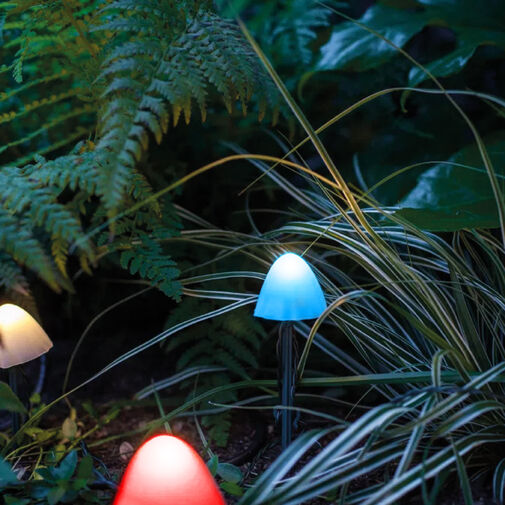 11243B • LED-es szolár lámpa - 12 db mini gomba - színes - 28,5 cm x 4 cm