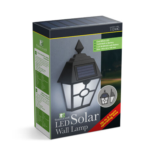 11244C • LED-es szolár fali lámpa - fekete, hidegfehér - 14 x 6,2 x 19 cm