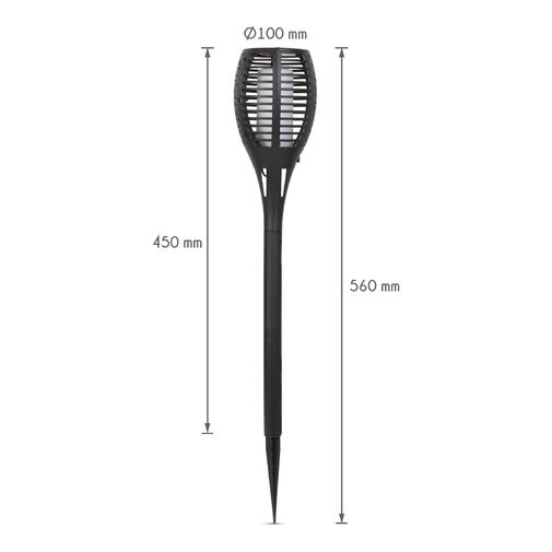 11262 • Lángokat imitáló szolár LED lámpa - fekete - műanyag - 450 x 100 mm