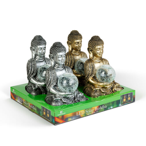 11268 • Szolár Buddha - 1 melegfehér LED - műgyanta - 17 x 15 x 26 cm - 2 féle