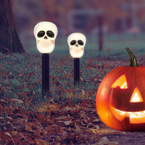 11374F • Led-es szolár lámpa - halloween - koponya