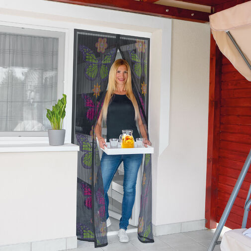11398P • Szúnyogháló függöny ajtóra - mágneses - 100 x 210 cm - virágos pillangós