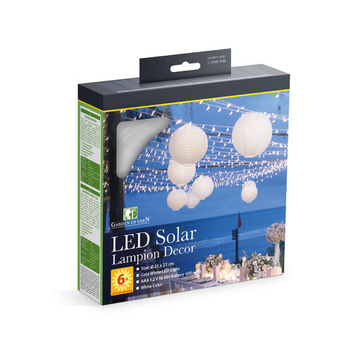 11399F-WH • Szolár lampion - fehér - hidegfehér LED - 21 cm