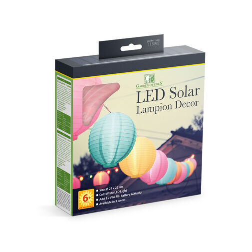 11399F • Szolár lampion - 3 színben - hidegfehér LED - 21 cm