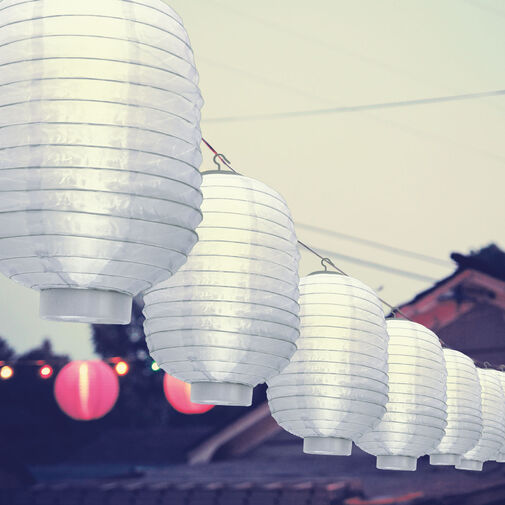 11399G-WH • Szolár lampion - fehér - hidegfehér LED - 21 cm