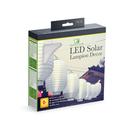 11399G-WH • Szolár lampion - fehér - hidegfehér LED - 21 cm