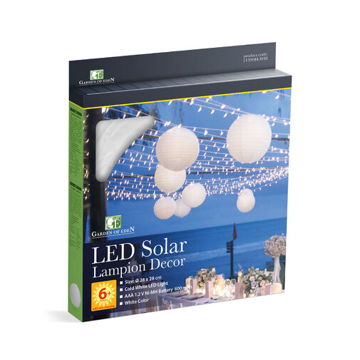 11399H-WH • Szolár lampion - fehér - hidegfehér LED - 28 cm