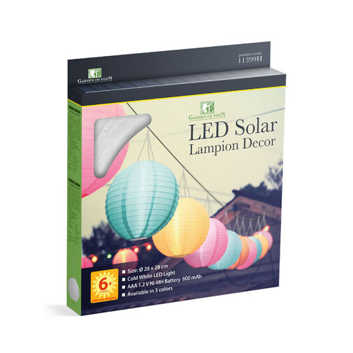 11399H • Szolár lampion - 3 színben - hidegfehér LED - 28 cm