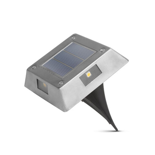 11440D • LED-es leszúrható / fali szolár lámpa - négyzet alakú, fém - hidegfehér - 10 x 10 x 2,5 (+11) cm