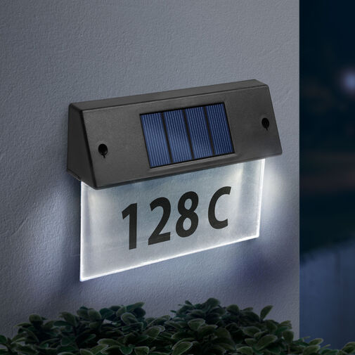 11446C • Szolár házszámfény - átlátszó plexi - hidegfehér LED - 22 x 16,5 x 5 cm