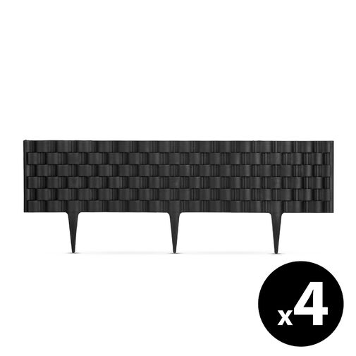 11482B • Virágágyás szegély / kerítés 60 x 22 cm - fekete - 4 db / csomag