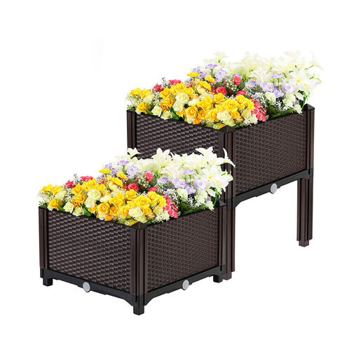 11535 • Műanyag virágosláda - rattan - tetszés szerint variálható - 39 x 39 x 22 cm