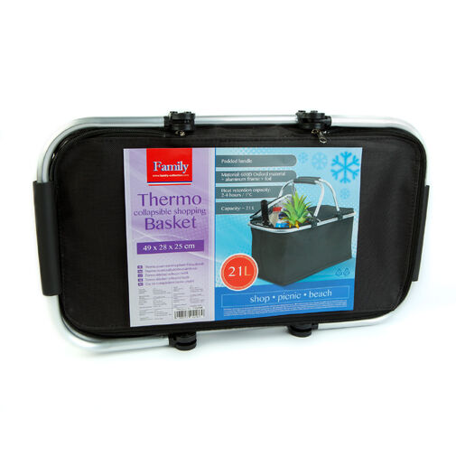 11549A • Thermo összecsukható bevásárlókosár - 49 x 28 x 25 cm - 21 L - fekete