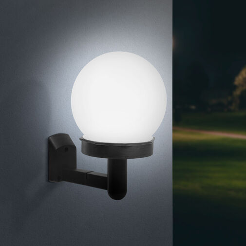 11710 • LED-es szolár fali lámpa - hidegfehér - fekete - műanyag