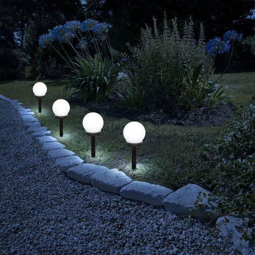 11711 • LED-es szolár lámpa - leszúrható - gömb alakú, hidegfehér - Ø10 cm