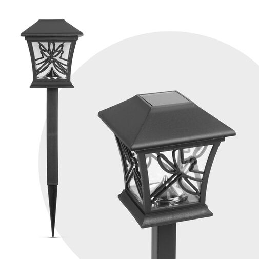 11714B • Leszúrható szolár - szitakötő - fekete, melegfehér - 9 x 9 x 25 (+9) cm