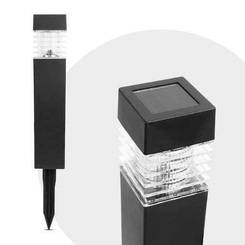 11715 • Leszúrható szolár - fekete, melegfehér - 5,7 x 5,7 x 28 (+12) cm