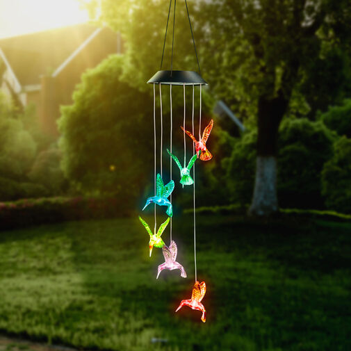 11740B • Felakasztható szolár lámpa - kolibri - RGB LED-del - 78 x 12,5 cm
