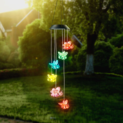 11740D • Felakasztható szolár lámpa - méhecske - RGB LED-del - 78 x 12,5 cm