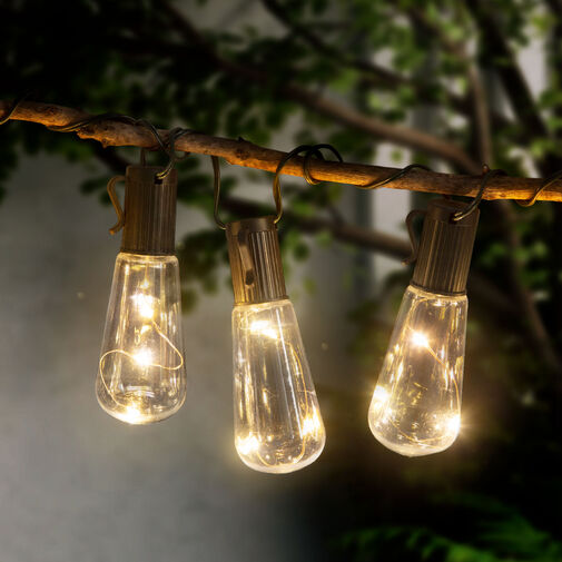 11742 • Szolár LED fényfüzér - villanykörte design - 30 LED - 180 cm