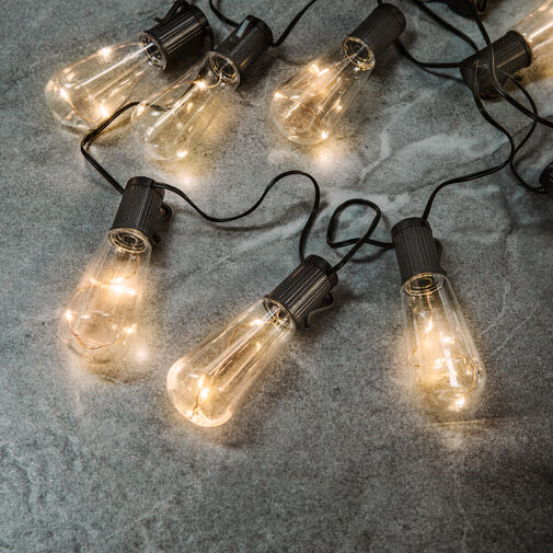 11742 • Szolár LED fényfüzér - villanykörte design - 30 LED - 180 cm