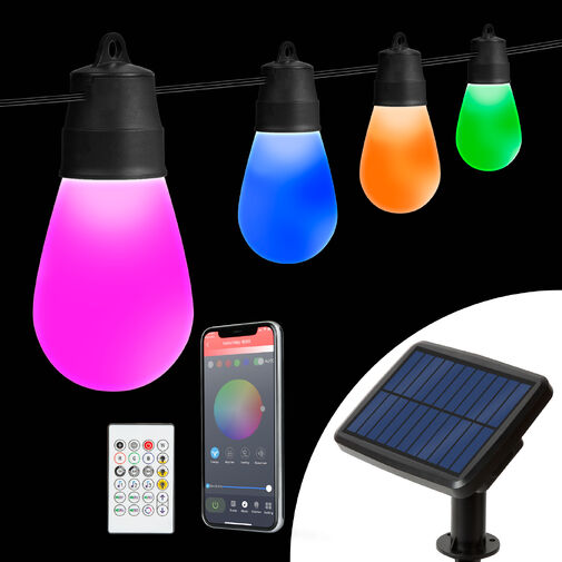 11746 • Smart szolár fényfüzér - 15 db RGBIC LED - 6,5 m - bluetooth