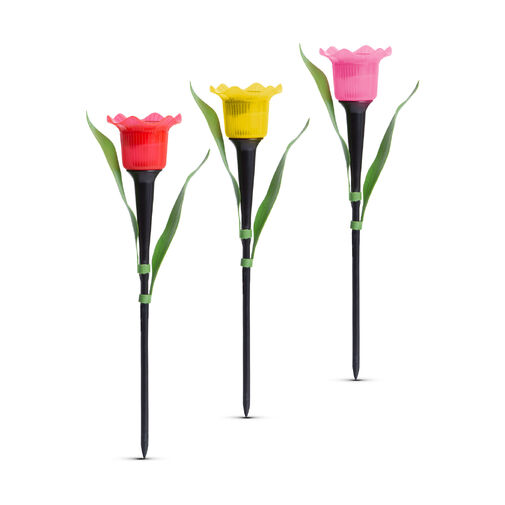 11750 • LED-es szolár tulipánlámpa - sárga / piros / rózsaszín - 31 cm - 24 db / kínáló