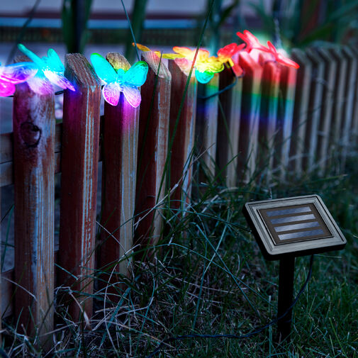 11758A • LED szolár fényfüzér - pillangó - 2 m - 10 színes LED