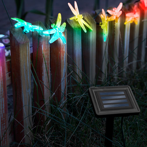 11758B • LED szolár fényfüzér - szitakötő - 2 m - 10 színes LED