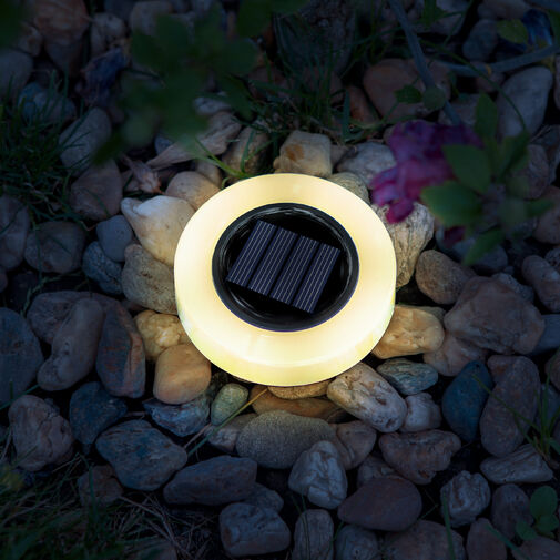 11766B • LED-es leszúrható szolár lámpa - kör alakú - melegfehér LED - 105 x 128 mm