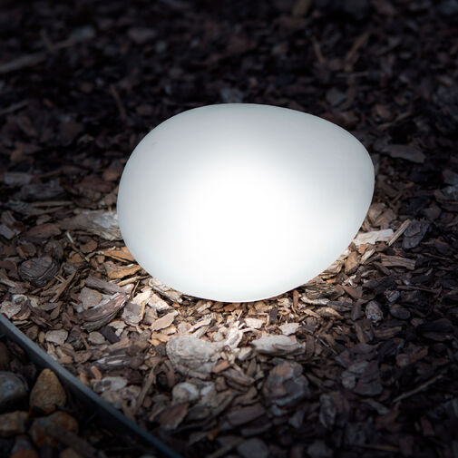11768 • Leszúrható szolár lámpa - kavics forma - matt üveg - 165 x 142 x 115 mm - melegfehér LED