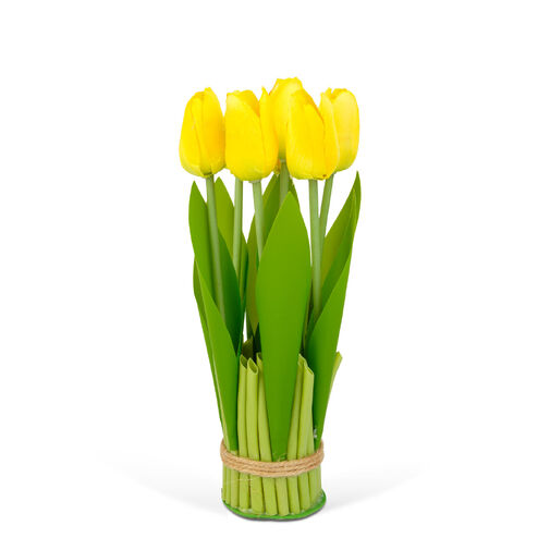 11897B • Műnövény dekoráció - tulipán - sárga - 26 x 6,5 cm