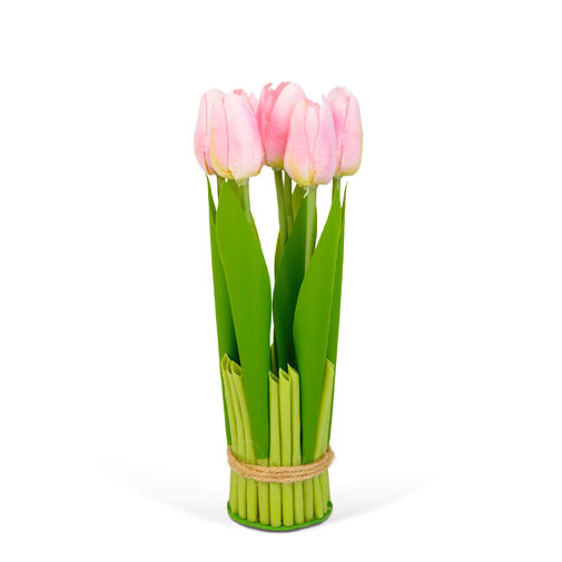 11897C • Műnövény dekoráció - tulipán - rózsaszín - 26 x 6,5 cm