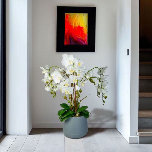 11899B • Műnövény dekoráció - orchidea - fehér - 83 cm