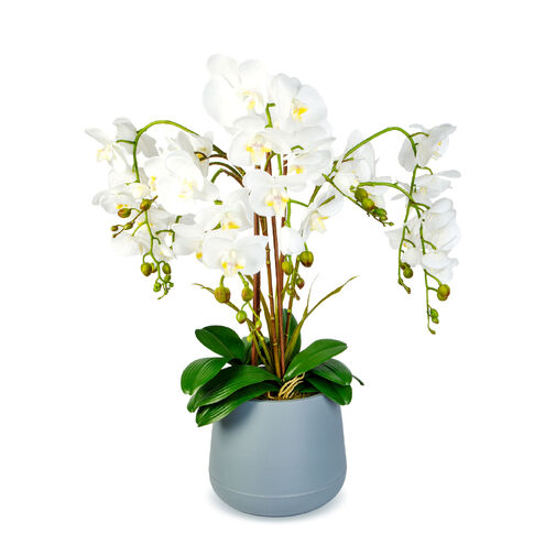11899B • Műnövény dekoráció - orchidea - fehér - 83 cm