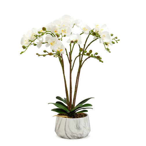 11900B • Műnövény dekoráció - orchidea - fehér - 58 cm