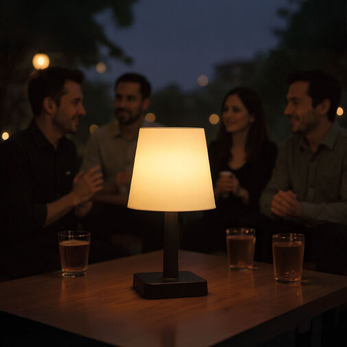 13006 • Szolár asztali lámpa - fehér - melegfehér LED - műanyag - 23 x 12 cm