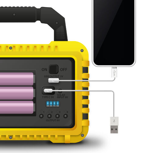 18584 • Multifunkciós kézi lámpa - szolár panel, USB-C - 6 világítási mód, 8 LED, 3600 mAh