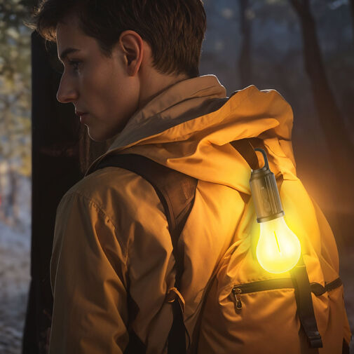 18585 • Akasztható szolár lámpa - villanykörte alakú - USB-C - 100 lumen - 400 mAh