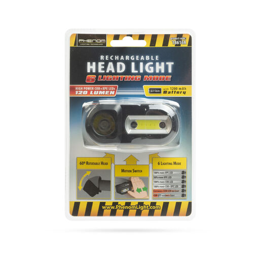 18616A • COB+XPE LED-es fejlámpa - fehér/piros LED - mozgásérzékelővel - akkumulátorral