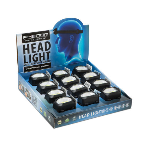 18628 • Nagy fényerejű COB LED fejlámpa - elemes - 12 db / display