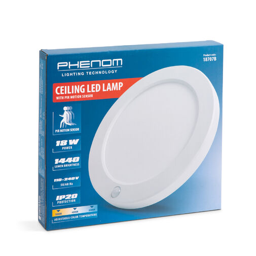 18707B • Mennyezeti LED Lámpa mozgásérzékelővel - 18W - 1440 lm - 110-240V - IP20